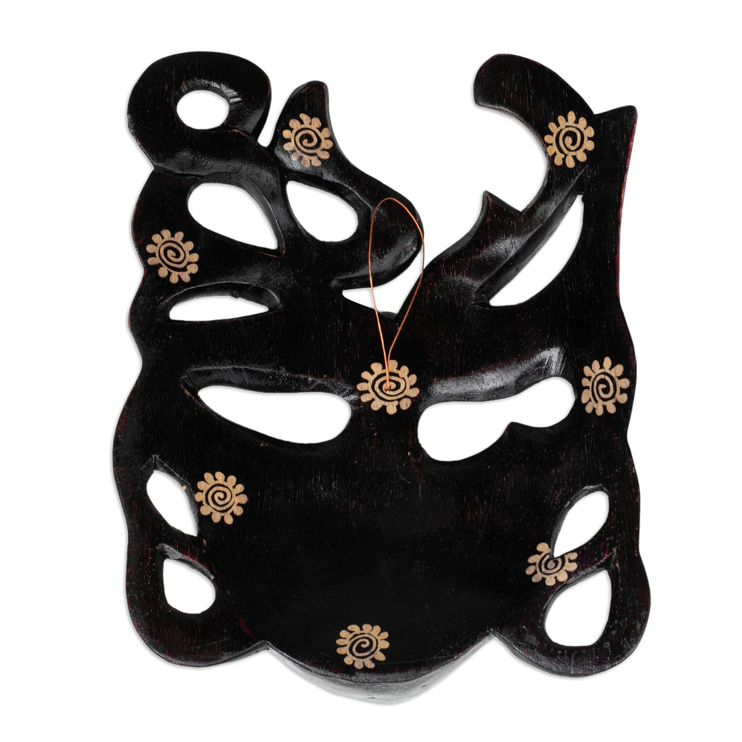 Hand-Drawn Batik-Patterned Pule Wood Mask Crafted in Java - Classic Woman
