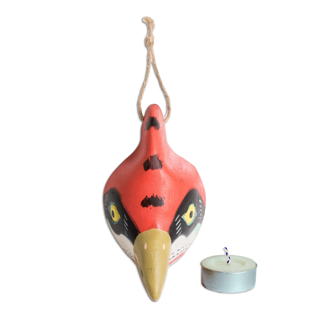 Woodpecker-Themed Hand-Carved and Painted Wood Wall Mask - Whimsical Woodpecker
