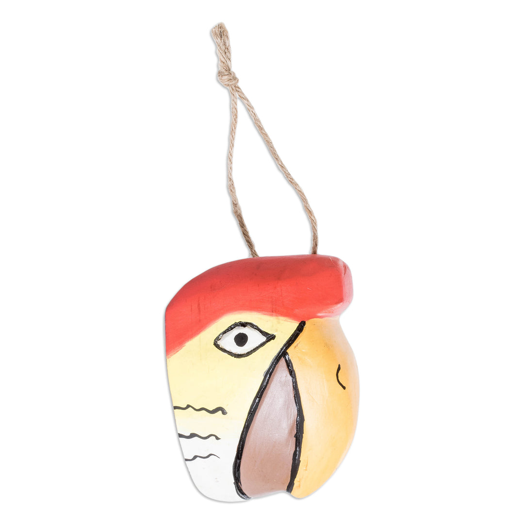 Hand-Carved and Painted Bird-Themed Folk Art Wood Wall Mask - Beautiful Bird-of-Paradise