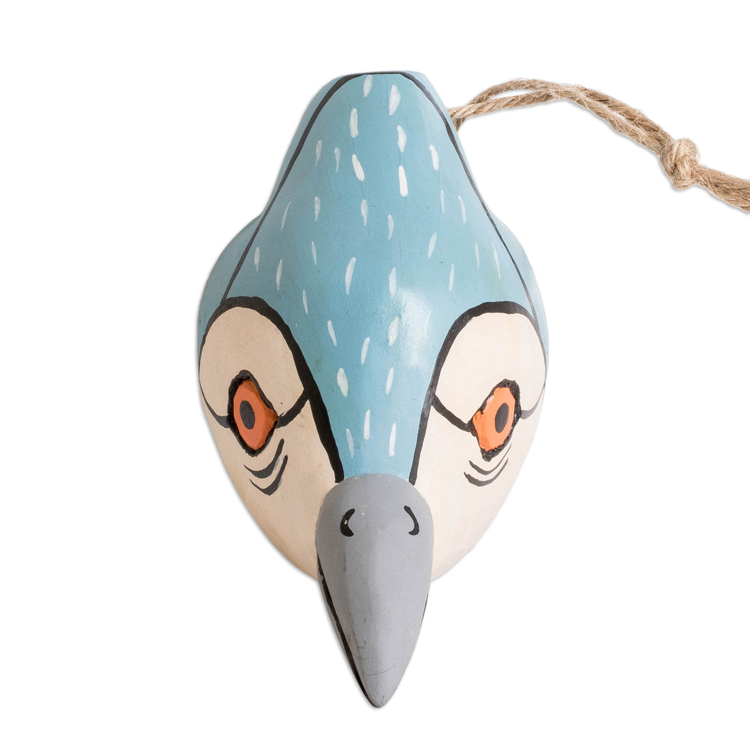 Hand-Carved and Painted Pinewood Kingfisher Bird Wall Mask - Kind Kingfisher
