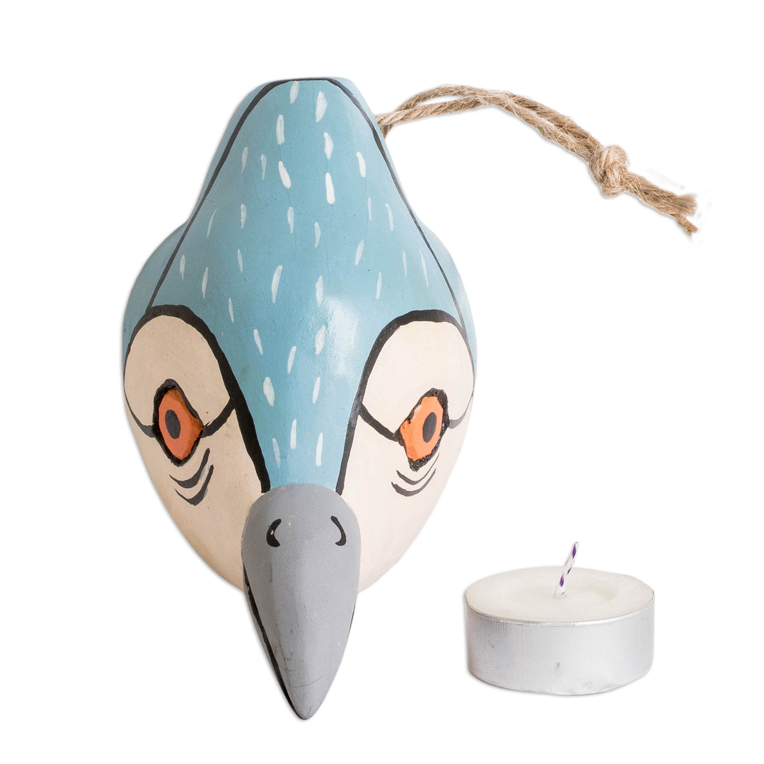 Hand-Carved and Painted Pinewood Kingfisher Bird Wall Mask - Kind Kingfisher
