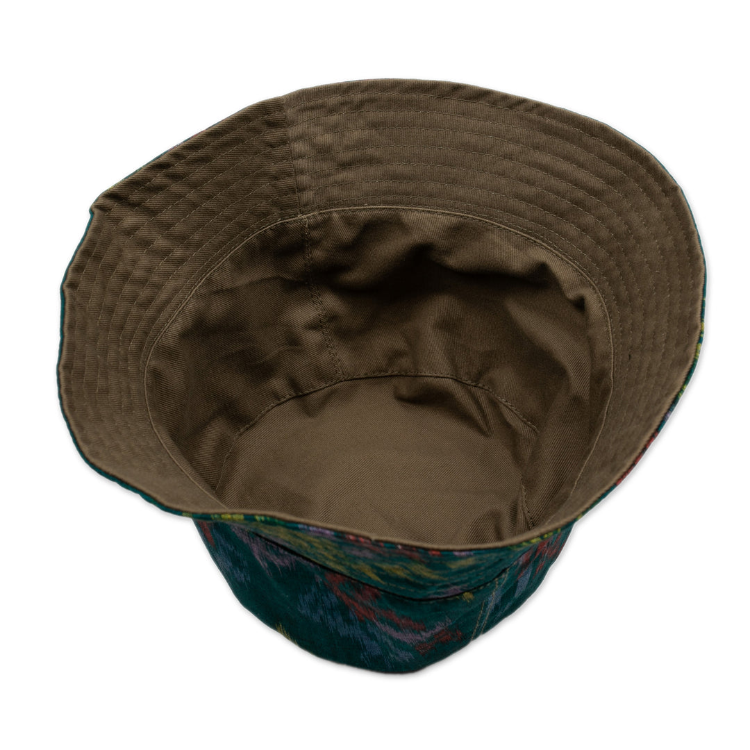 Artisan-Made Forest Green 100% Cotton Bucket Hat from Bali - Lucky Green