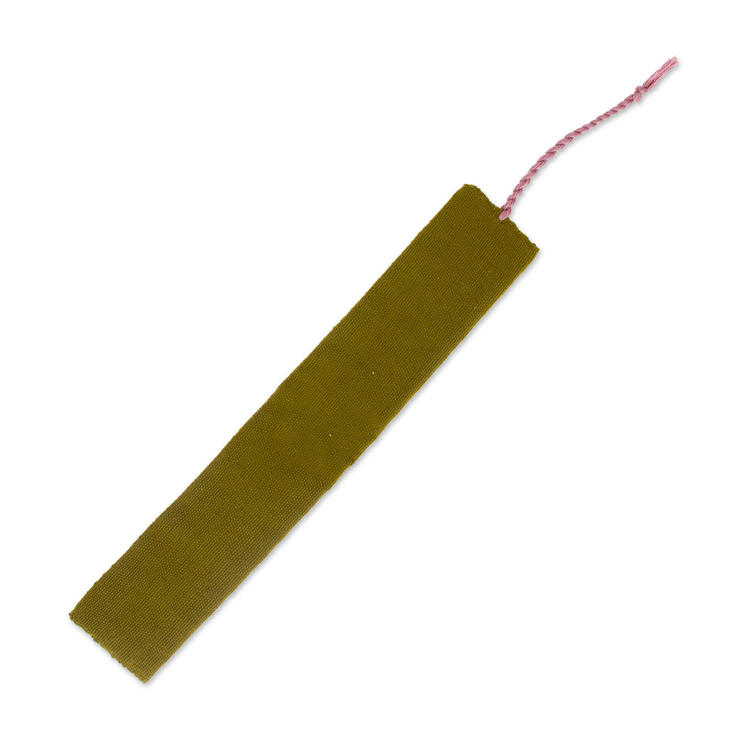Diamond-Patterned Olive Green and Mauve Cotton Bookmark - Tale of Heritage