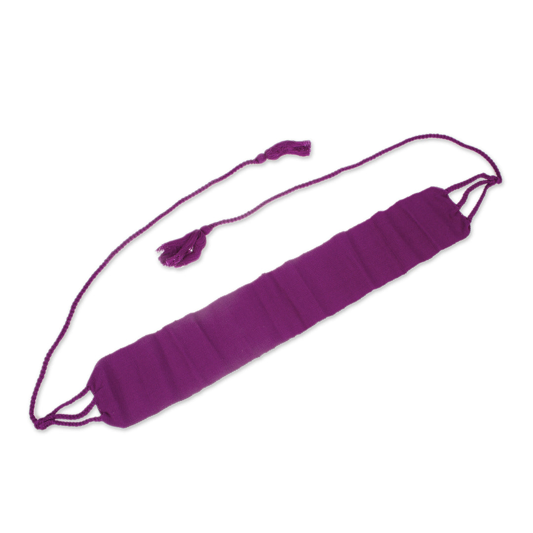 Handloomed 100% Cotton Obi Wrap Belt in an Aubergine Hue - Aubergine Status