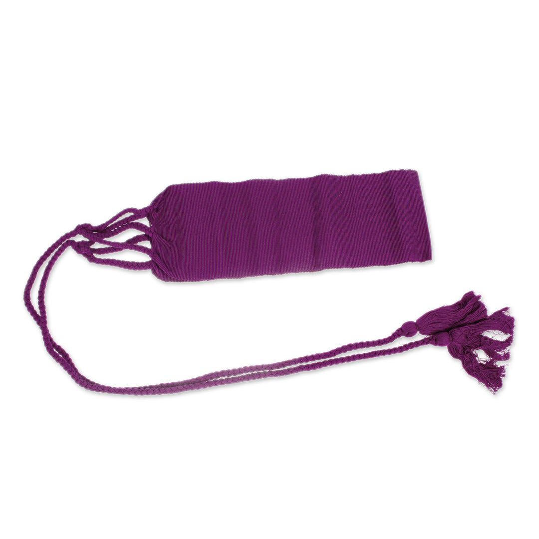 Handloomed 100% Cotton Obi Wrap Belt in an Aubergine Hue - Aubergine Status