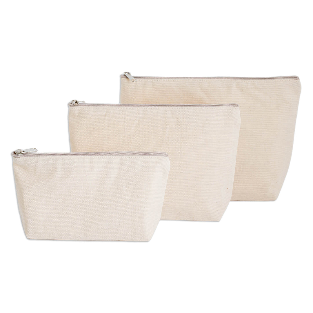 3-Piece Hand-Loomed Striped Cotton Cosmetic Bag Set - Joy of Color