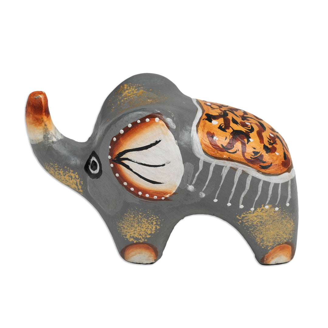 Hand-Painted Suar Wood Elephant Figurine Crafted in Bali - Cute Giant