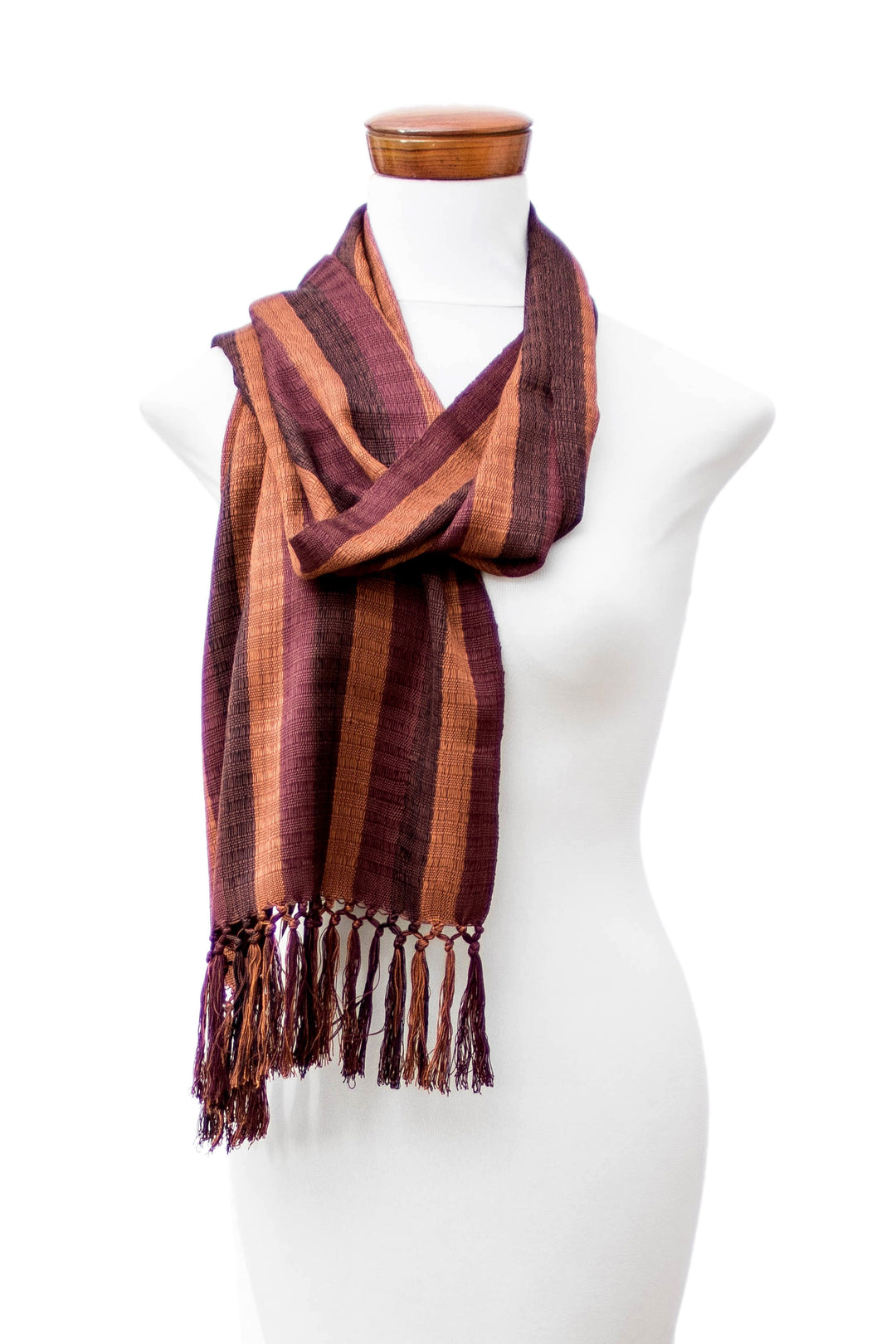 Handwoven Cotton Scarf with Fringes from Guatemala - Chic Style
