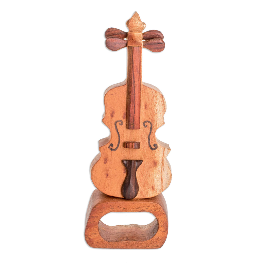 Violin Home Accent Carved from Sustainable Mahogany Wood - Sweet Sound