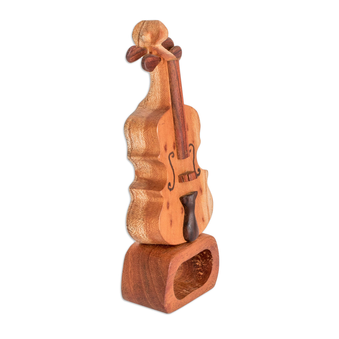 Violin Home Accent Carved from Sustainable Mahogany Wood - Sweet Sound