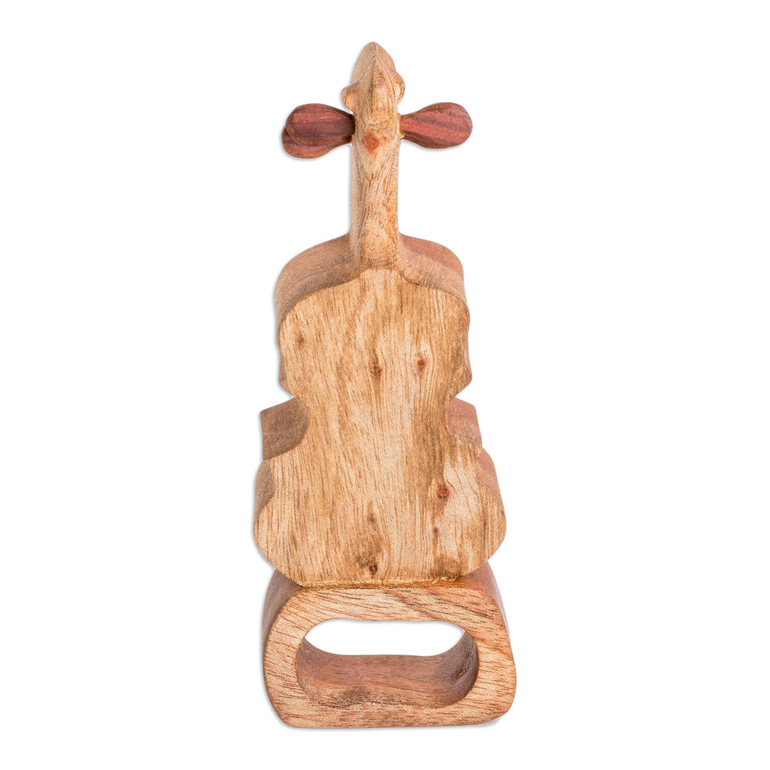 Violin Home Accent Carved from Sustainable Mahogany Wood - Sweet Sound