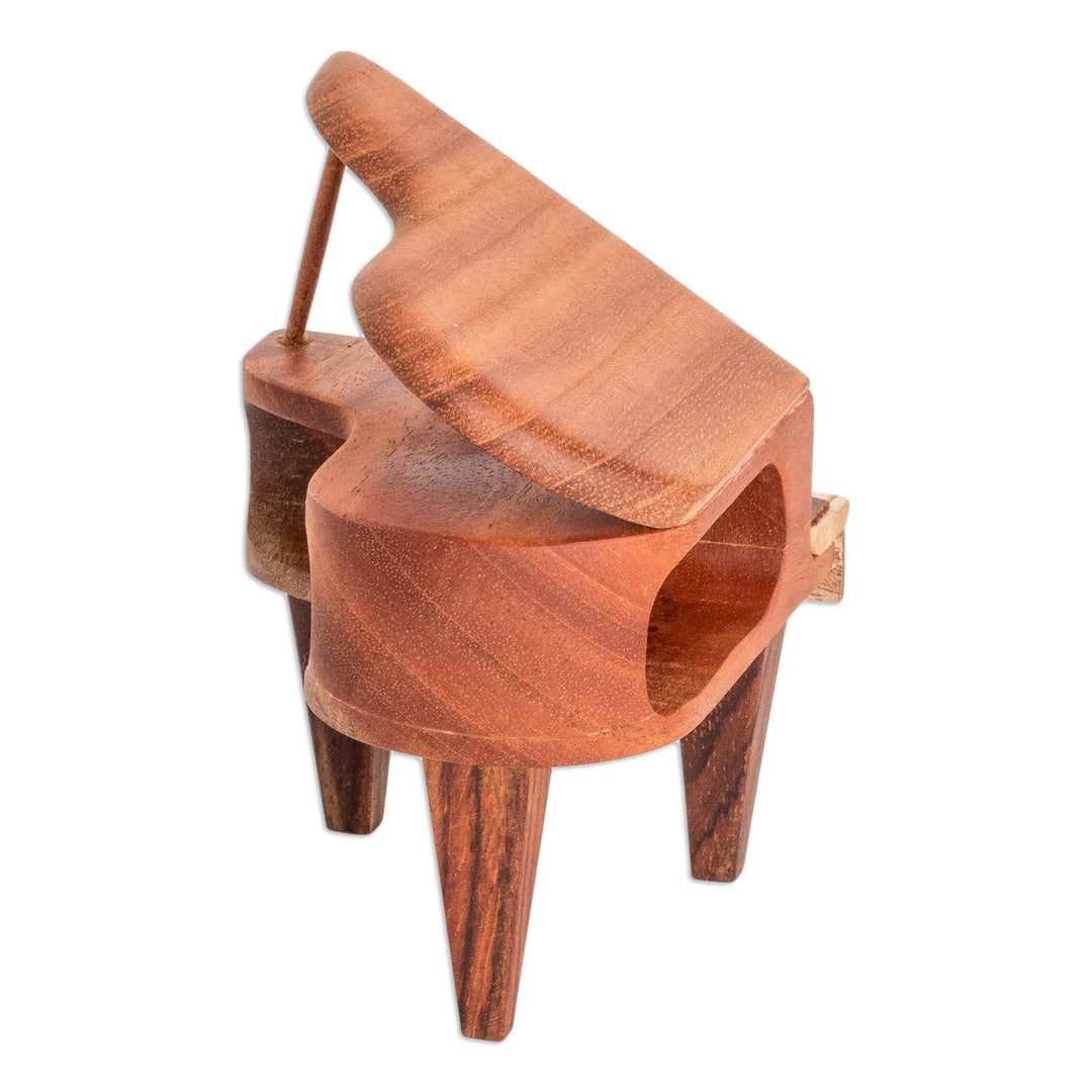 Sustainable Mahogany Wood-Carved Piano Decorative Accent - Keys of Harmony
