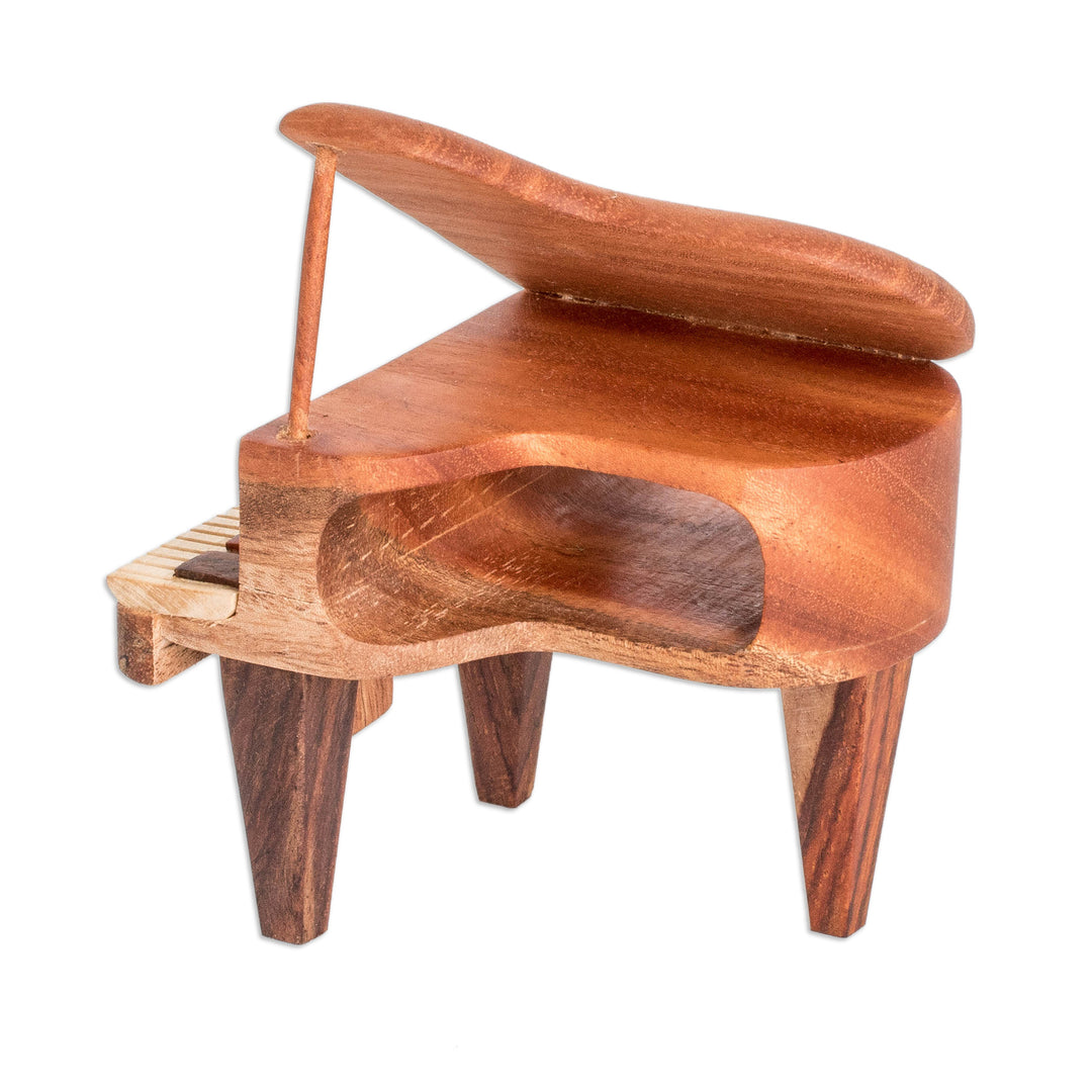Sustainable Mahogany Wood-Carved Piano Decorative Accent - Keys of Harmony