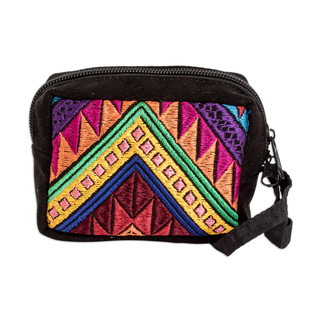 Hand-Woven Cotton Coin Purse Inspired by Guatemalan Textiles - Elegant Versatility