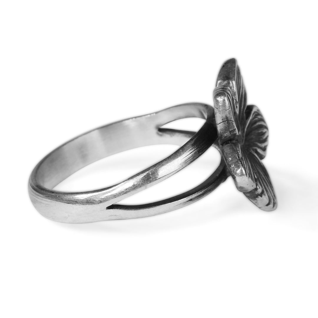 Floral-Themed Double Band Sterling Silver Cocktail Ring - Floral Embrace