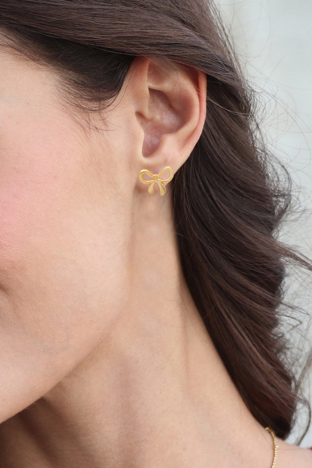 Coquette-Core Matte 18k Gold-Plated Ribbon Button Earrings - Sunshine Ribbons