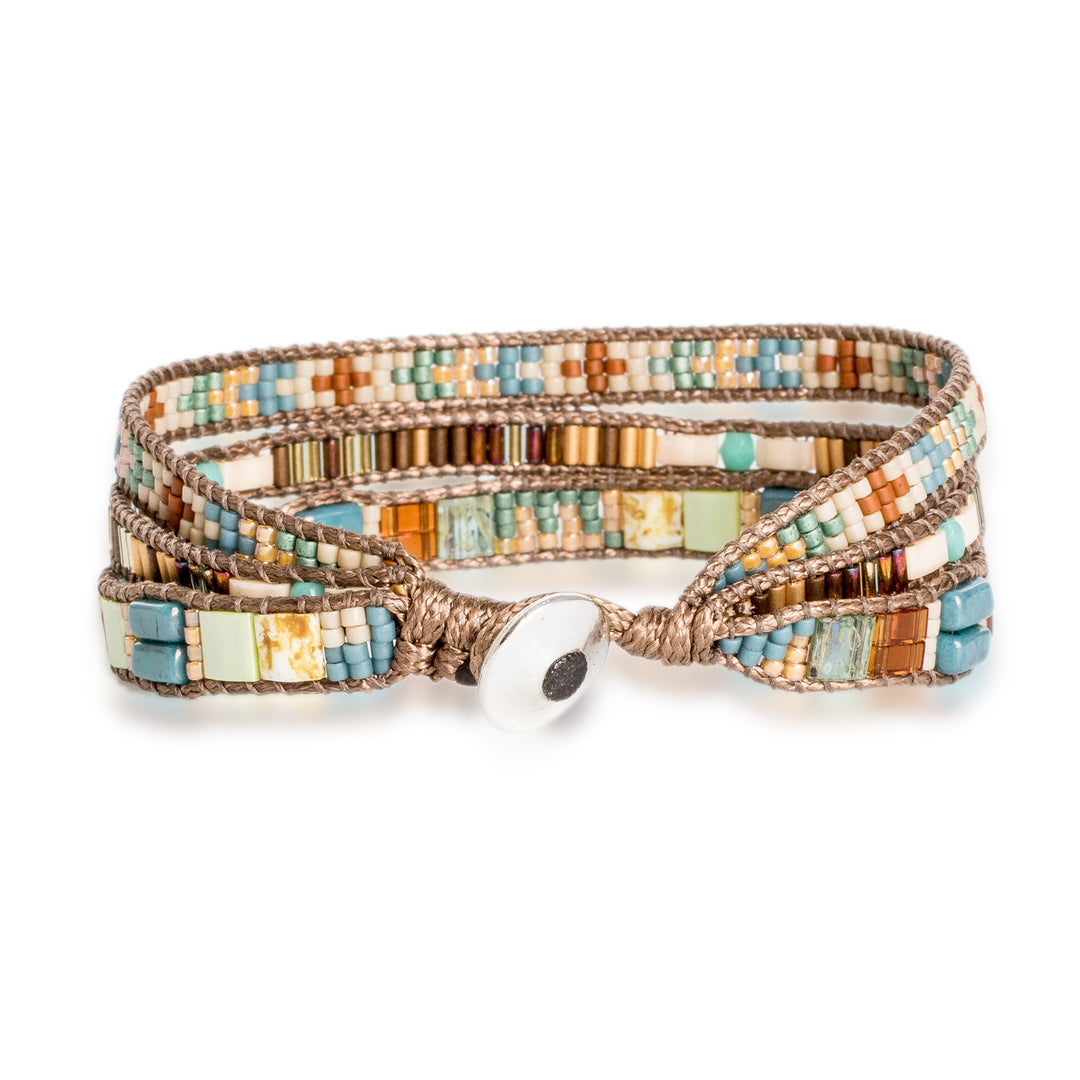 Colorful Beaded Wrap Bracelet Hand-Woven in Guatemala - Fertile Land
