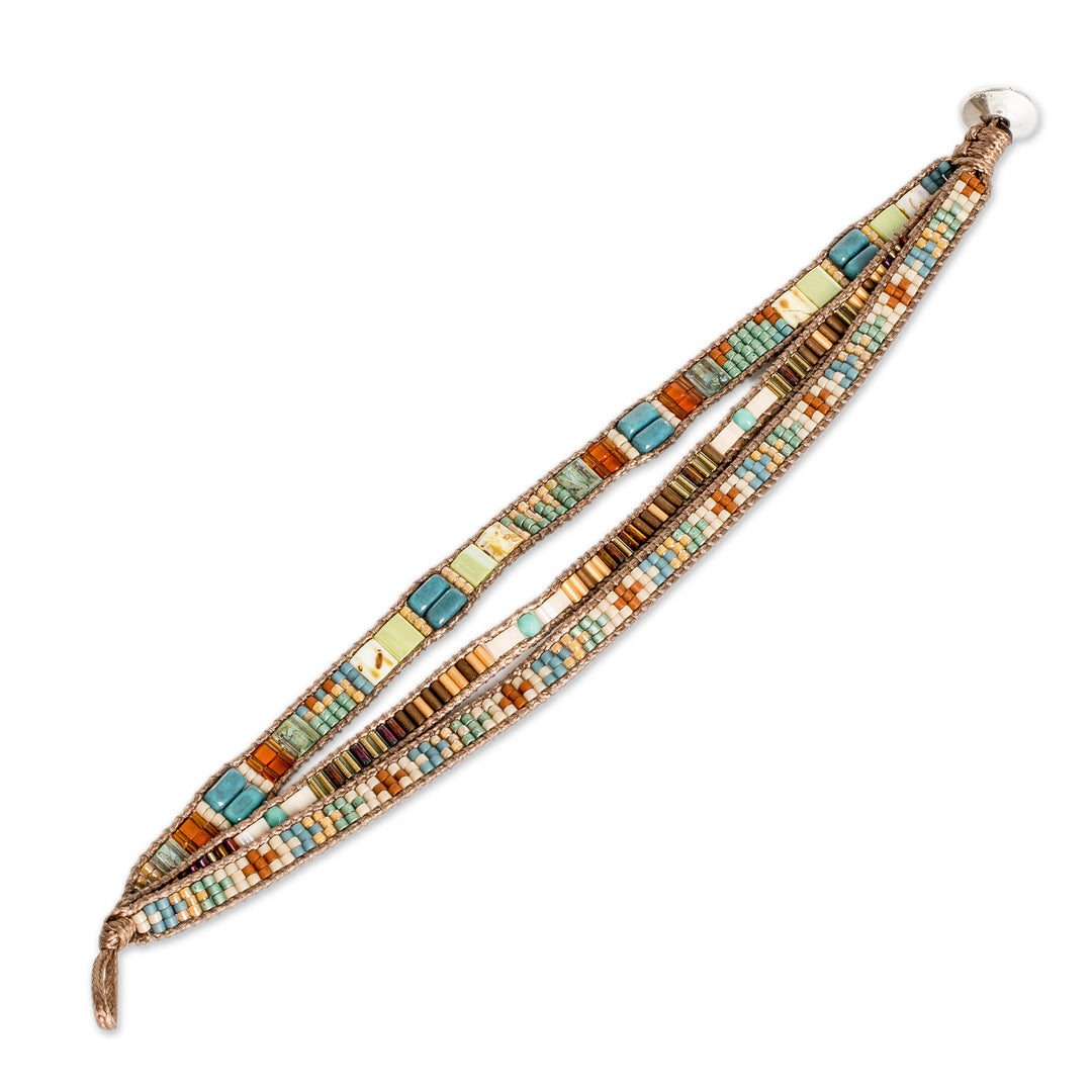 Colorful Beaded Wrap Bracelet Hand-Woven in Guatemala - Fertile Land