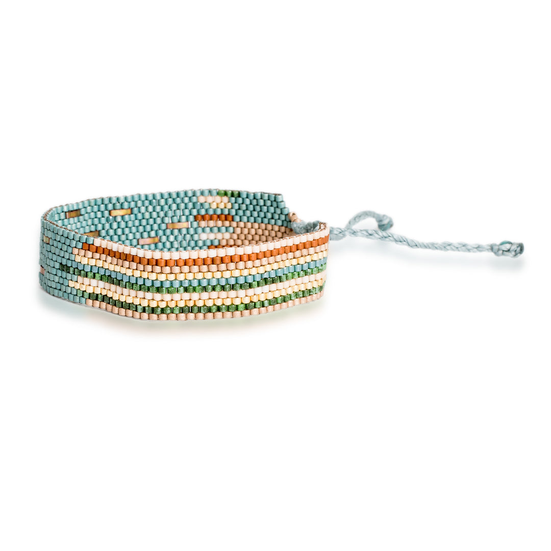 Adjustable Hand-Loomed Bohemian Beaded Wristband Bracelet - Dawn Splendor