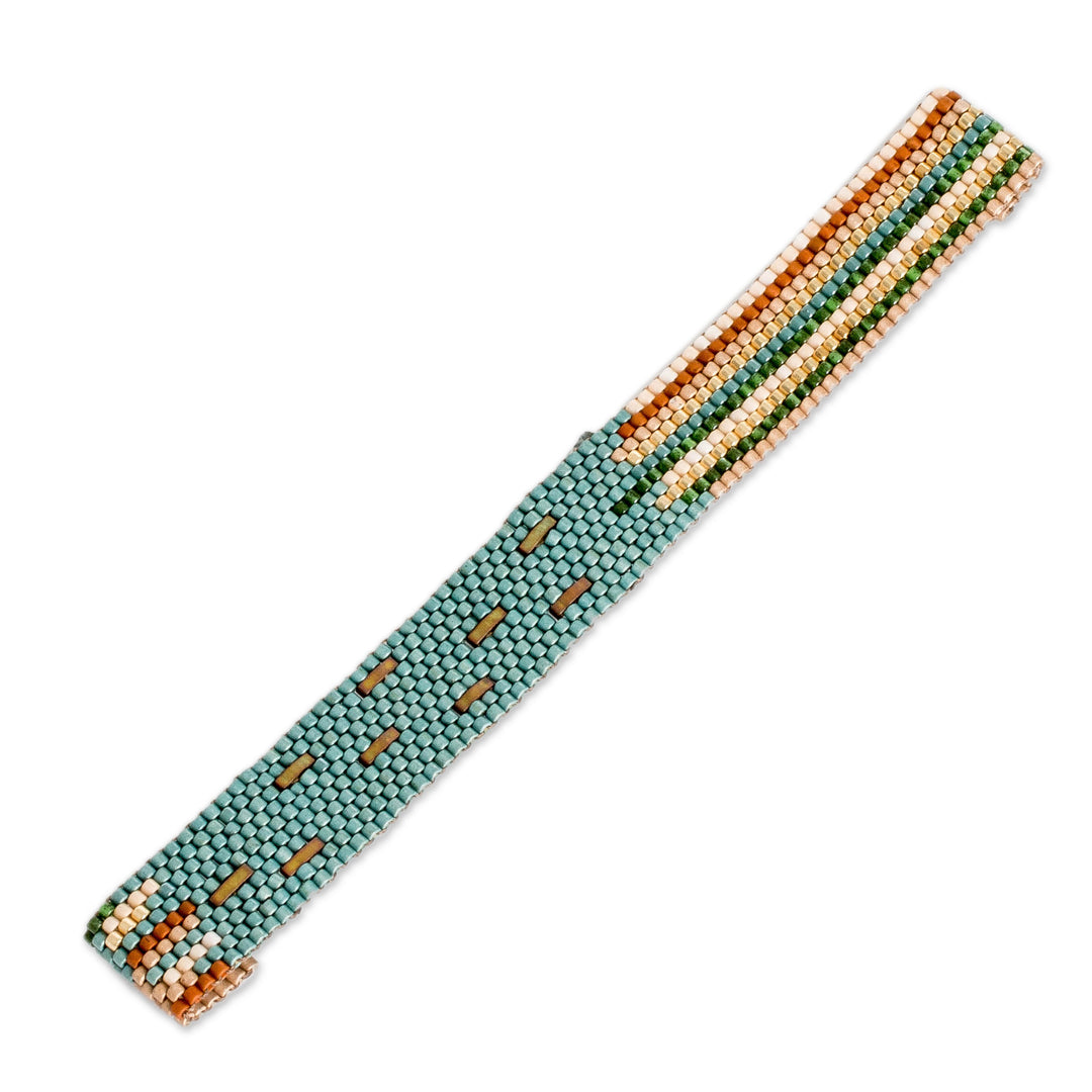 Adjustable Hand-Loomed Bohemian Beaded Wristband Bracelet - Dawn Splendor