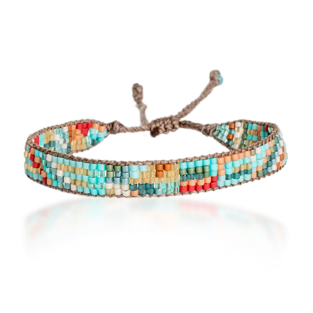Colorful Beaded Wristband Bracelet Hand-Woven in Guatemala - Fresh Breeze