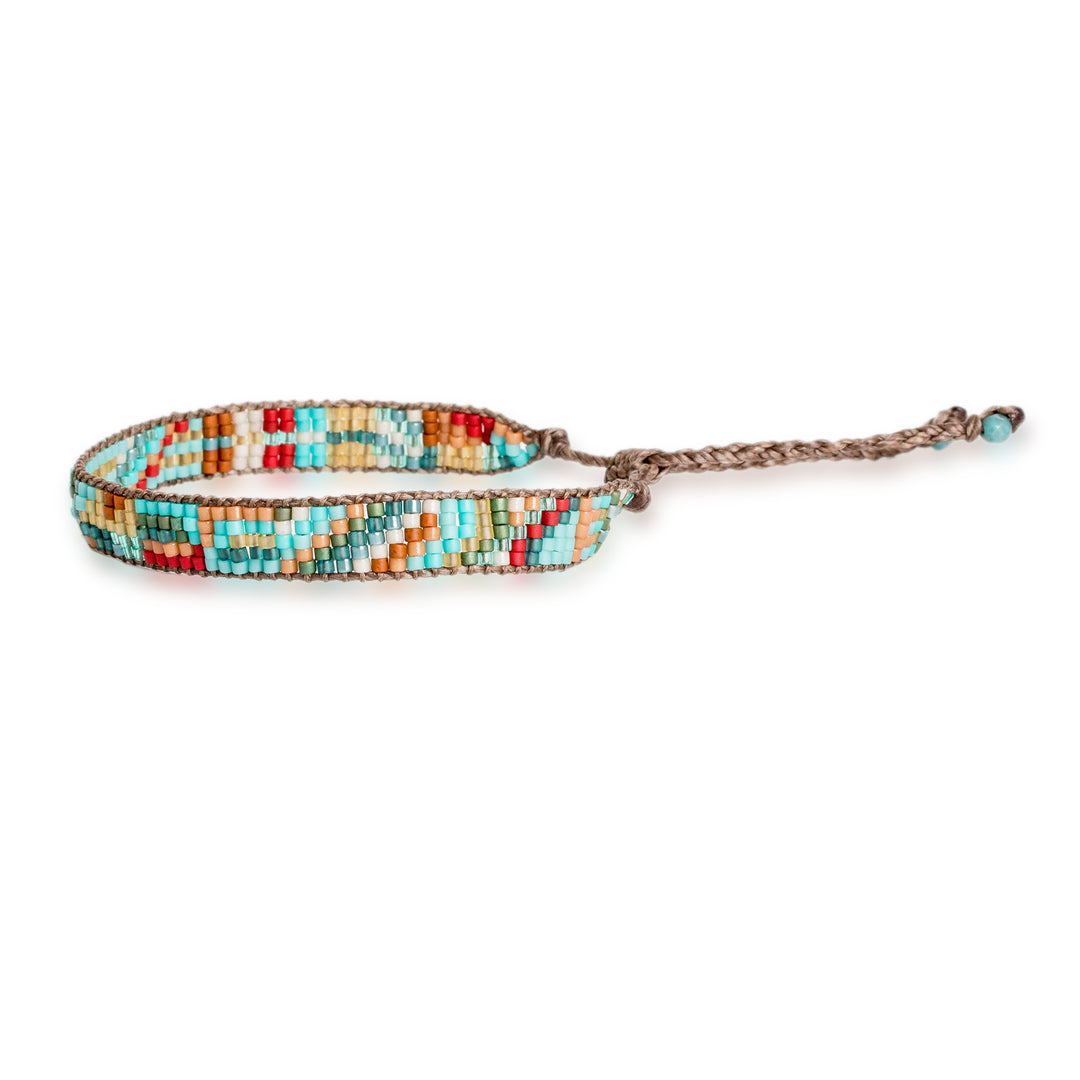 Colorful Beaded Wristband Bracelet Hand-Woven in Guatemala - Fresh Breeze