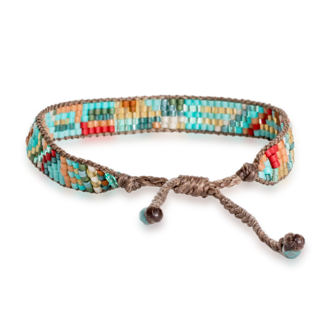 Colorful Beaded Wristband Bracelet Hand-Woven in Guatemala - Fresh Breeze