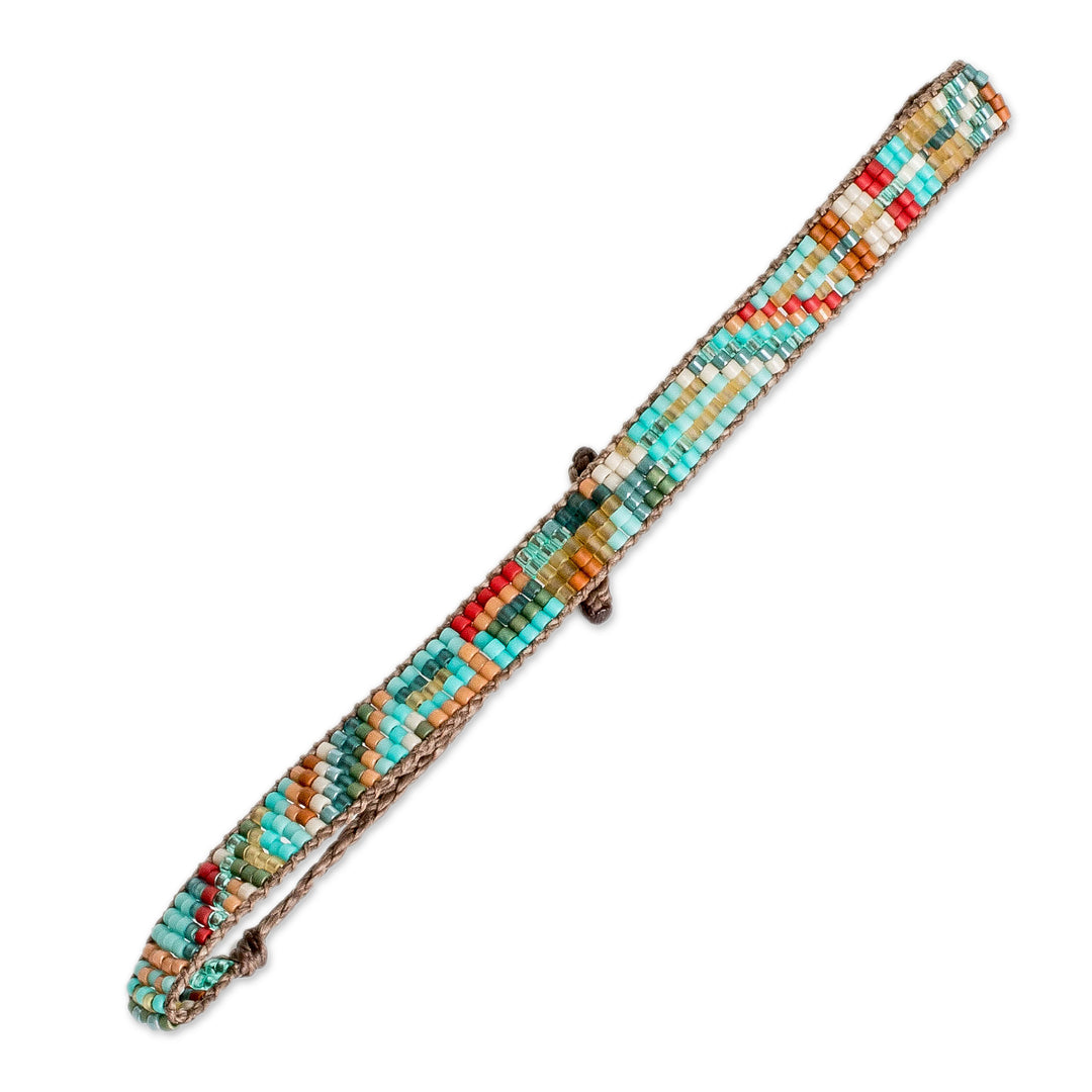 Colorful Beaded Wristband Bracelet Hand-Woven in Guatemala - Fresh Breeze