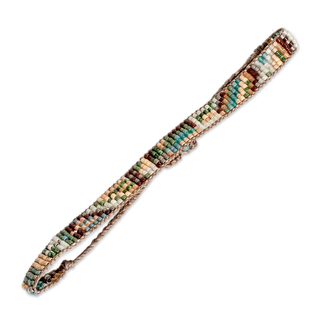 Guatemalan Handwoven Beaded Wristband Bracelet in Warm Hues - Magical Land