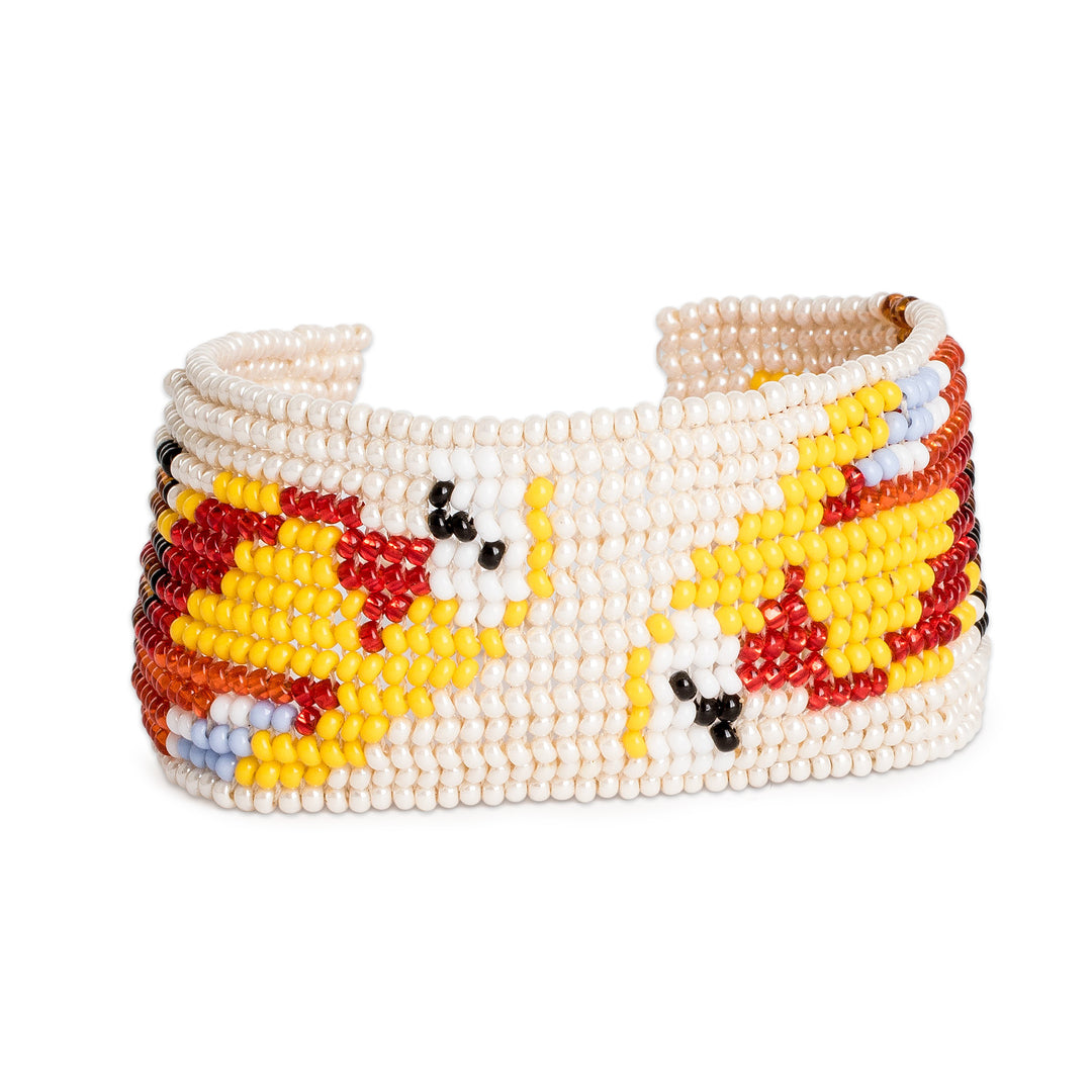 Macaw-Themed Guatemalan Handmade Beaded Wristband Bracelet - Magnificent Macaw