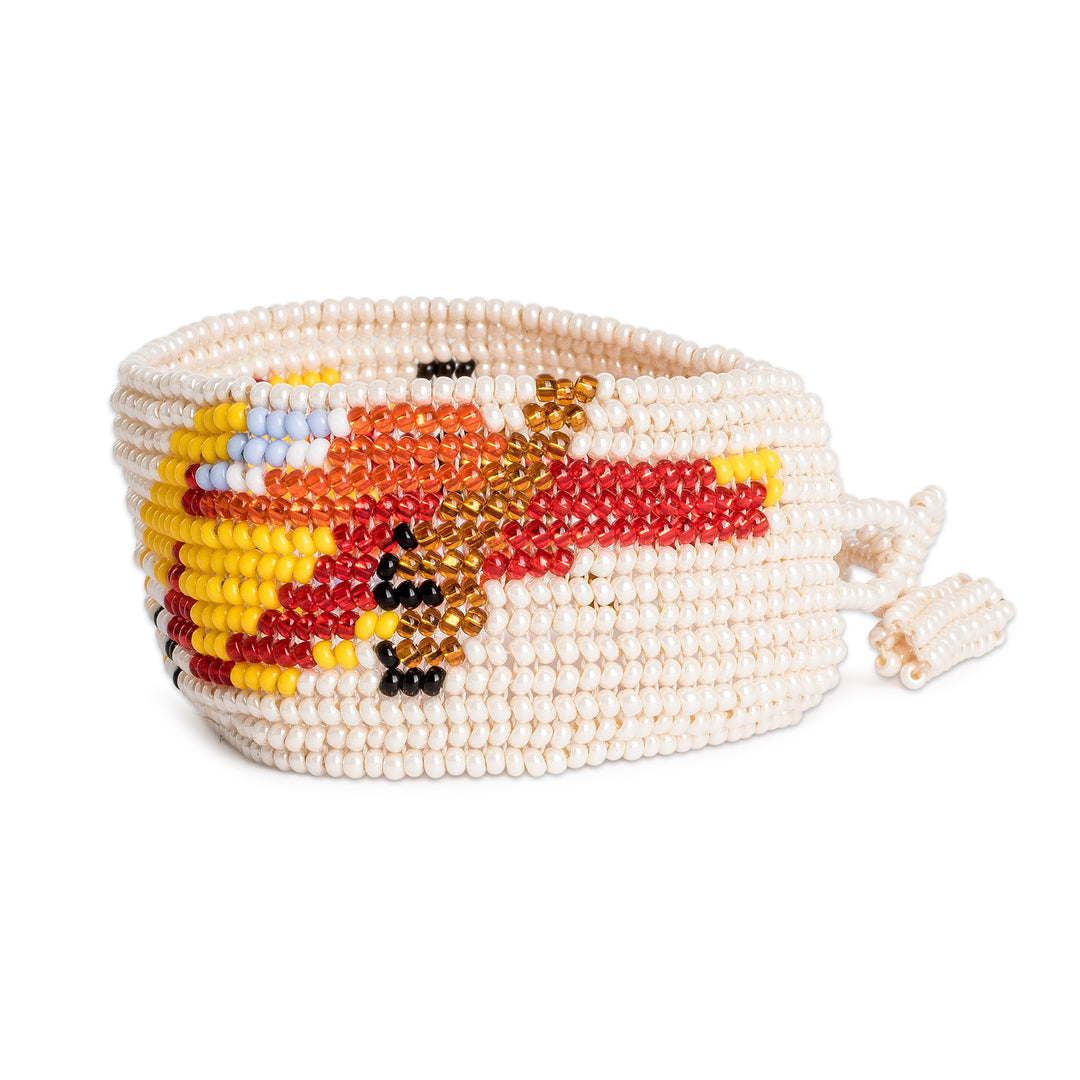 Macaw-Themed Guatemalan Handmade Beaded Wristband Bracelet - Magnificent Macaw