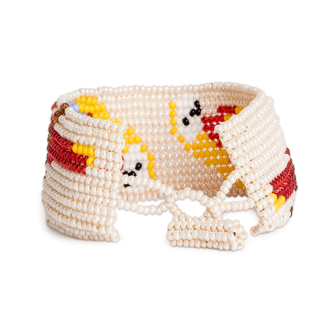 Macaw-Themed Guatemalan Handmade Beaded Wristband Bracelet - Magnificent Macaw