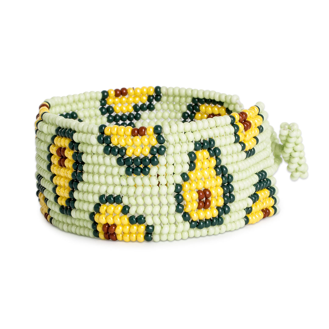 Avocado-Themed Handcrafted Wide Beaded Wristband Bracelet - Amazing Avocado