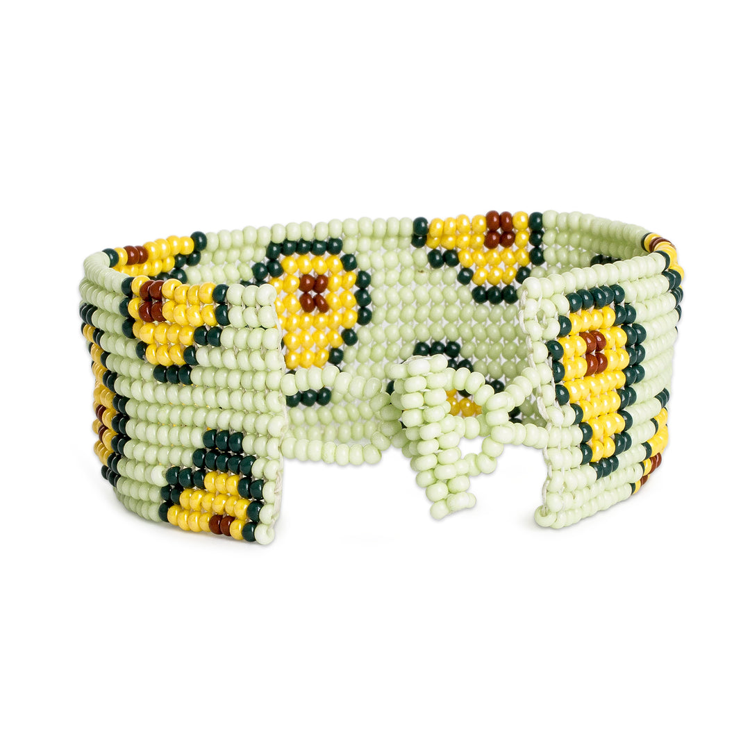 Avocado-Themed Handcrafted Wide Beaded Wristband Bracelet - Amazing Avocado