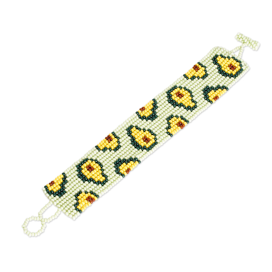 Avocado-Themed Handcrafted Wide Beaded Wristband Bracelet - Amazing Avocado