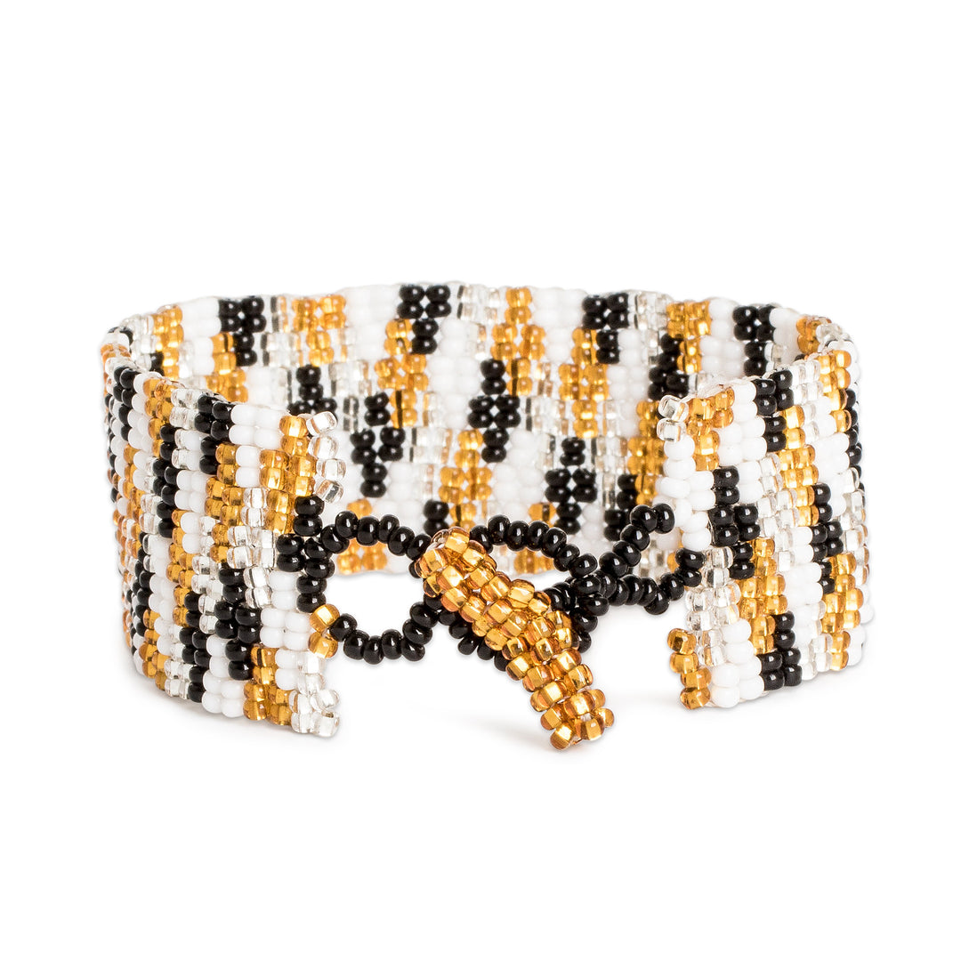 Handcrafted Beaded Wristband Bracelet with Adjustable Clasp - Nocturnal Magic