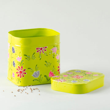 Hand-painted Floral Stainless Steel Storage Box Organizer - Floral Keeper