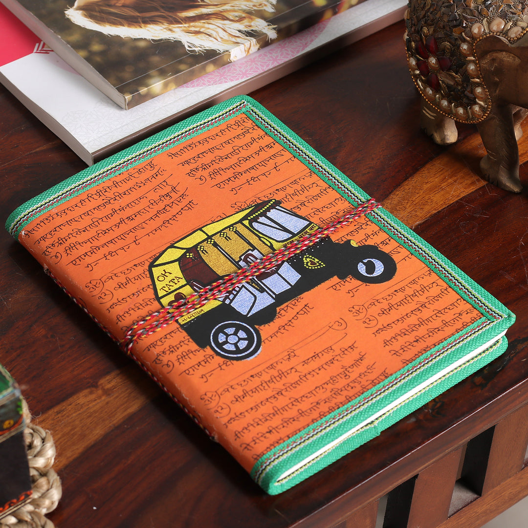 Handcrafted Rickshaw Doodle 48-Page Recycled Paper Journal - Rickshaw Adventures