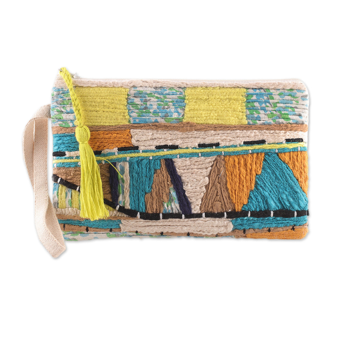 Bohemian-Inspired Embroidered Cotton Wristlet with Zipper - Bohemian Flare