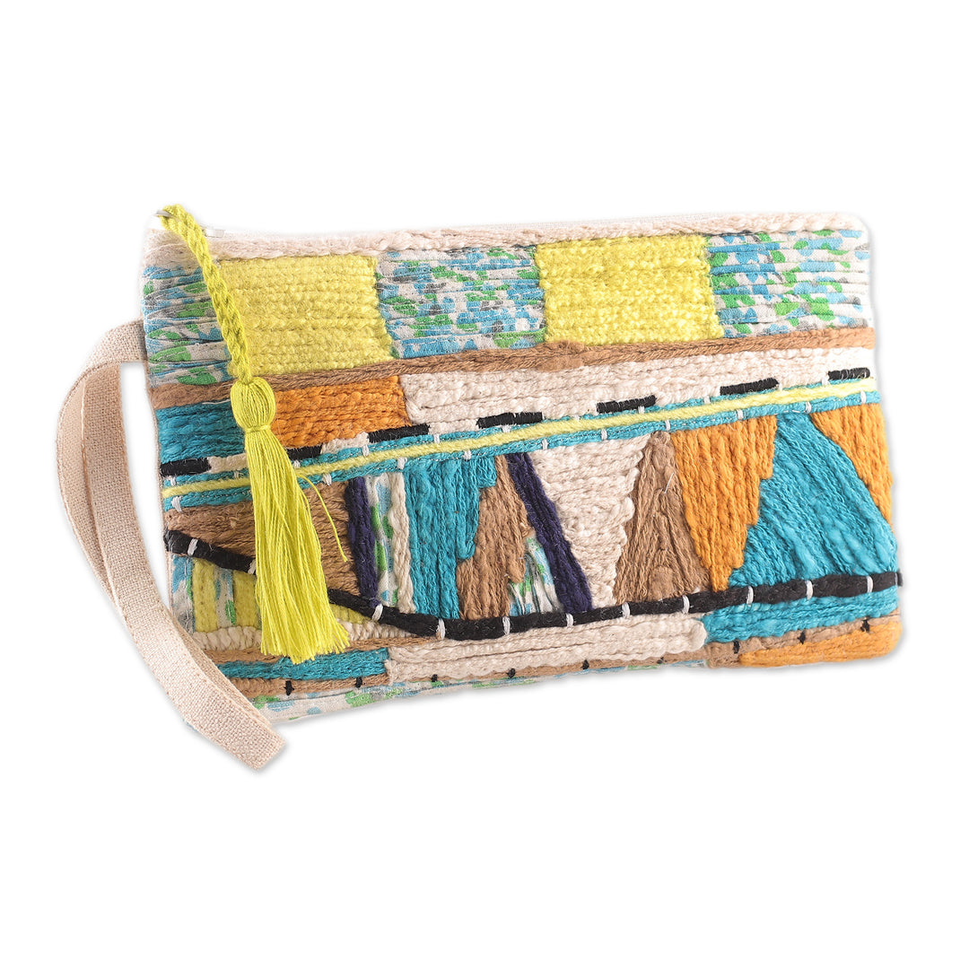Bohemian-Inspired Embroidered Cotton Wristlet with Zipper - Bohemian Flare