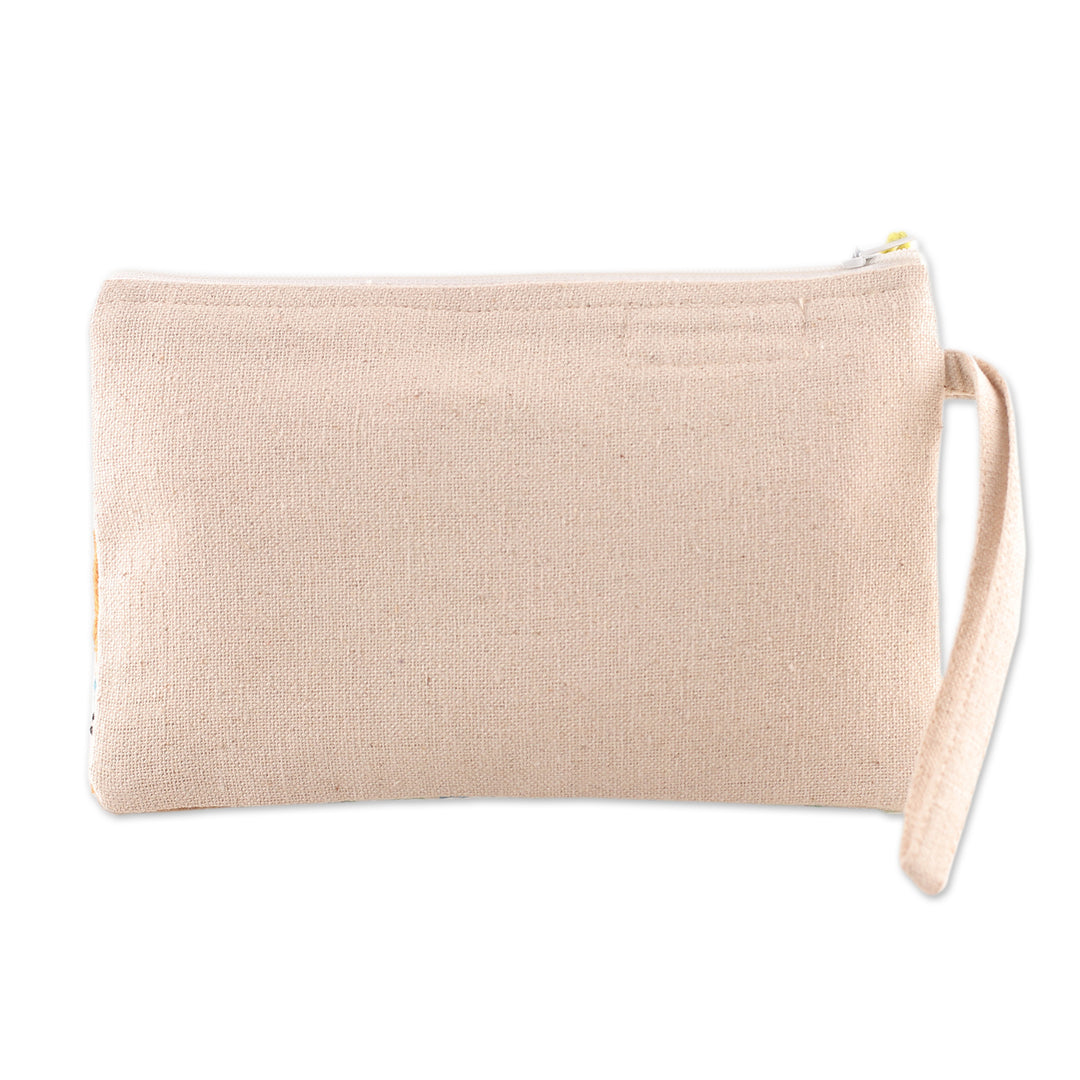 Bohemian-Inspired Embroidered Cotton Wristlet with Zipper - Bohemian Flare
