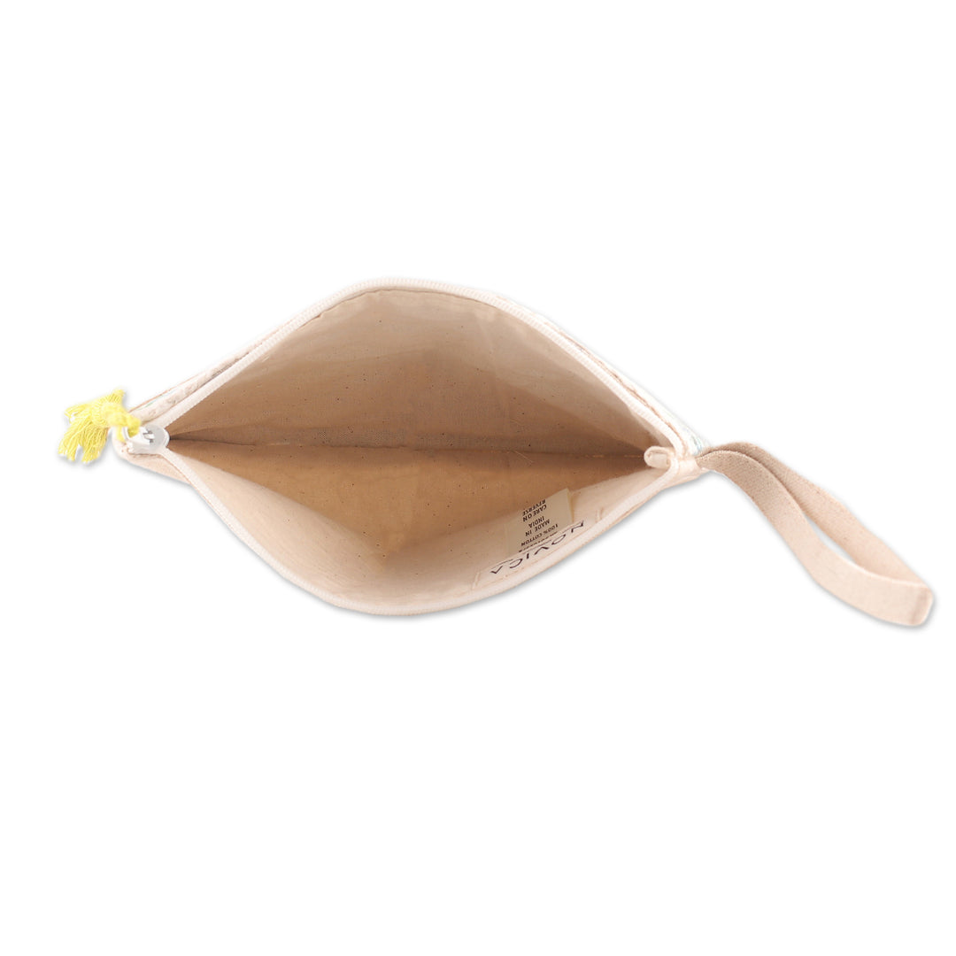 Bohemian-Inspired Embroidered Cotton Wristlet with Zipper - Bohemian Flare