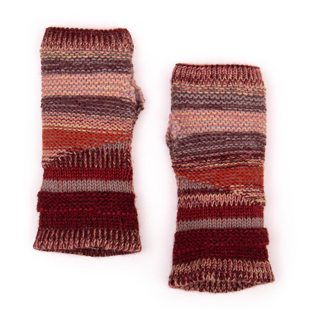 Textured Knit 100% Alpaca Fingerless Mittens from Peru - Salt Mines of Maras