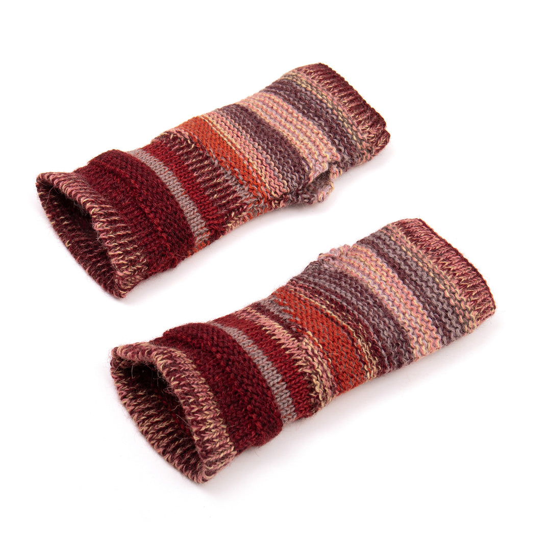 Textured Knit 100% Alpaca Fingerless Mittens from Peru - Salt Mines of Maras