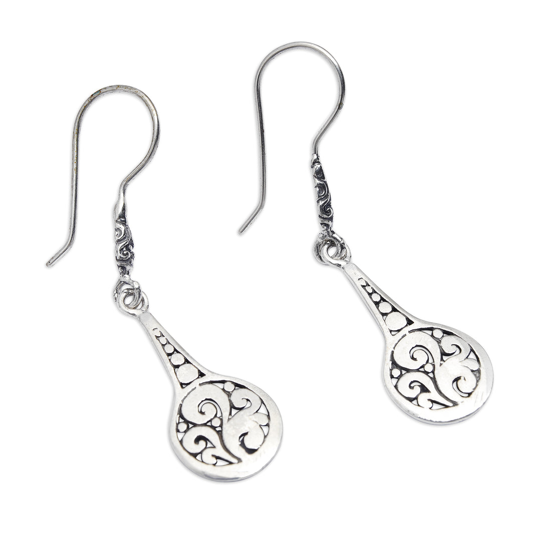 Balinese-Inspired Folk Art Sterling Silver Dangle Earrings - Waves of Gianyar