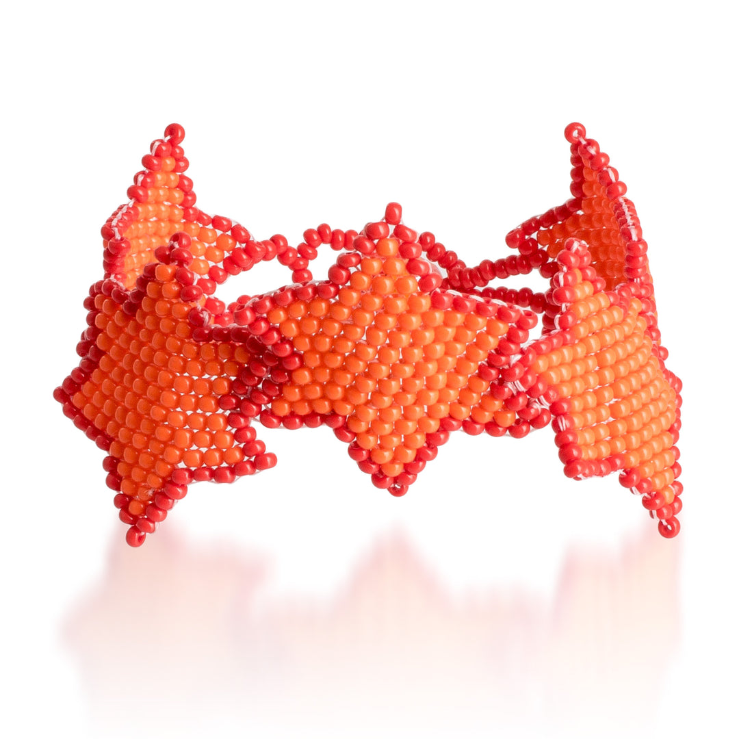 Orange Red Star-Themed Handmade Beaded Wristband Bracelet - Orange Starlight