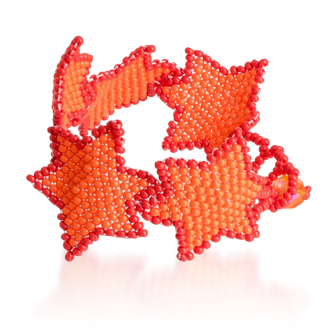 Orange Red Star-Themed Handmade Beaded Wristband Bracelet - Orange Starlight