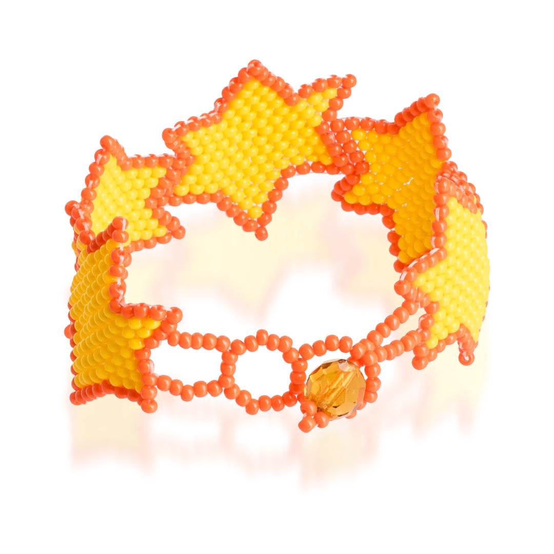 Star-Themed Beaded Wristband Bracelet in Yellow and Orange - Yellow Starlight