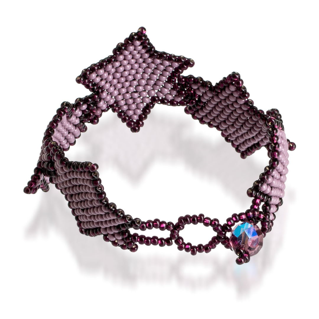 Handcrafted Lilac and Purple Beaded Bracelet with Star Motif - Lilac Starlight