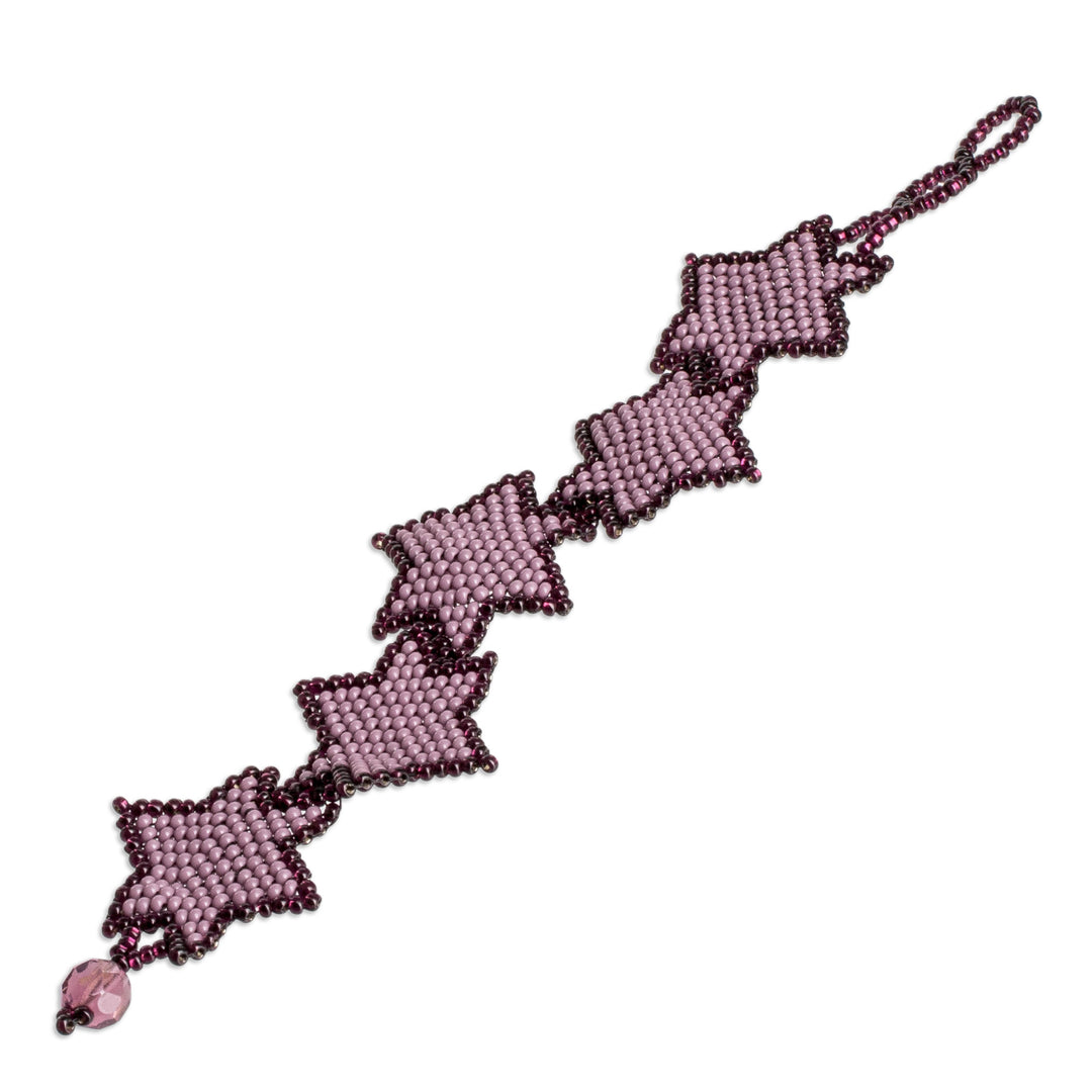 Handcrafted Lilac and Purple Beaded Bracelet with Star Motif - Lilac Starlight
